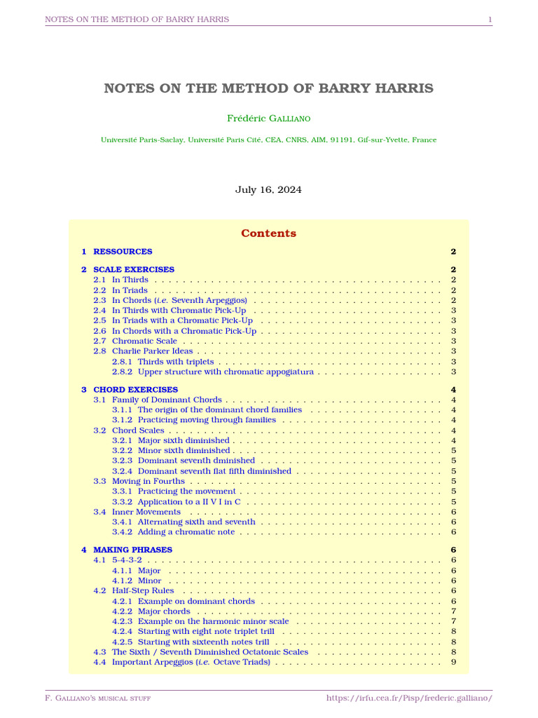 Barry Harris Method: Scale & Chord Exercises | PDF | Chord (Music ...
