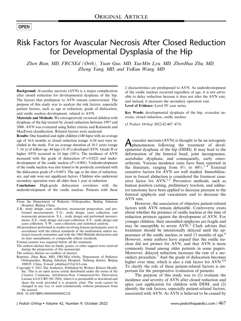 Risk Factors For Avascular Necrosis After Closed.5 | PDF | Medicine ...