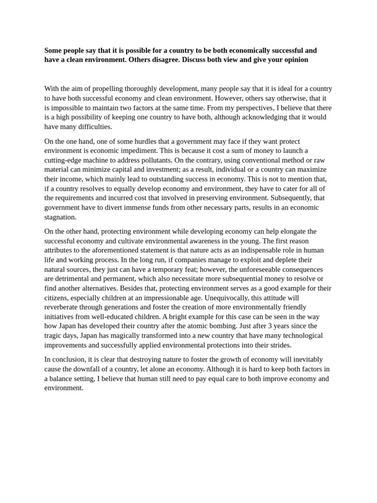 Balancing Economy and Environment | PDF | Economies | Natural Environment
