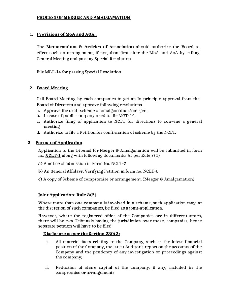 NCLT Merger Process and Petition Forms | PDF | Real Estate Appraisal ...