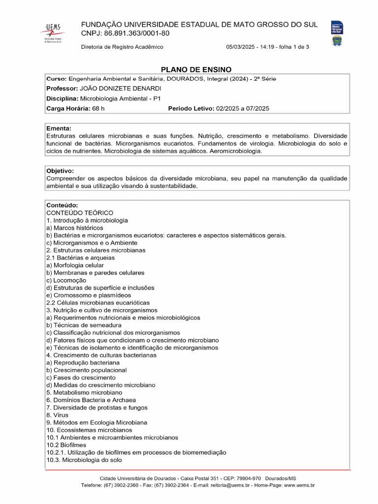 Plano de Ensino | PDF
