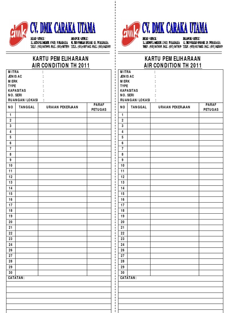 Contoh Ceklis Kebersihan - Contoh Buas