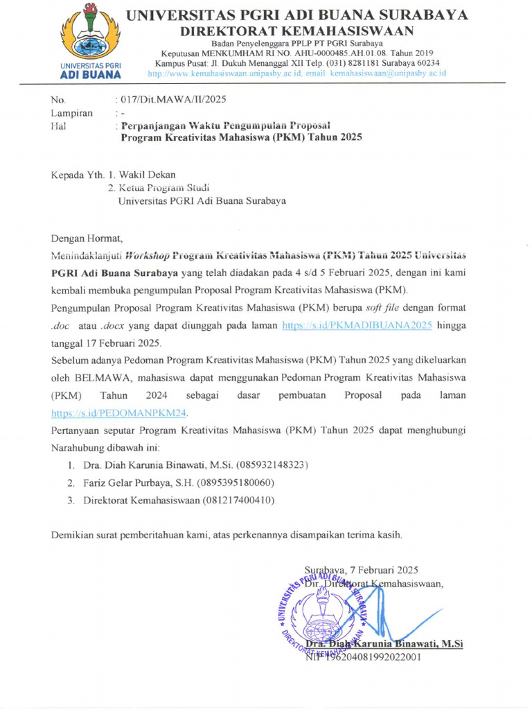 Perpanjangan Pengumpulan Proposal PKM 2025 | PDF
