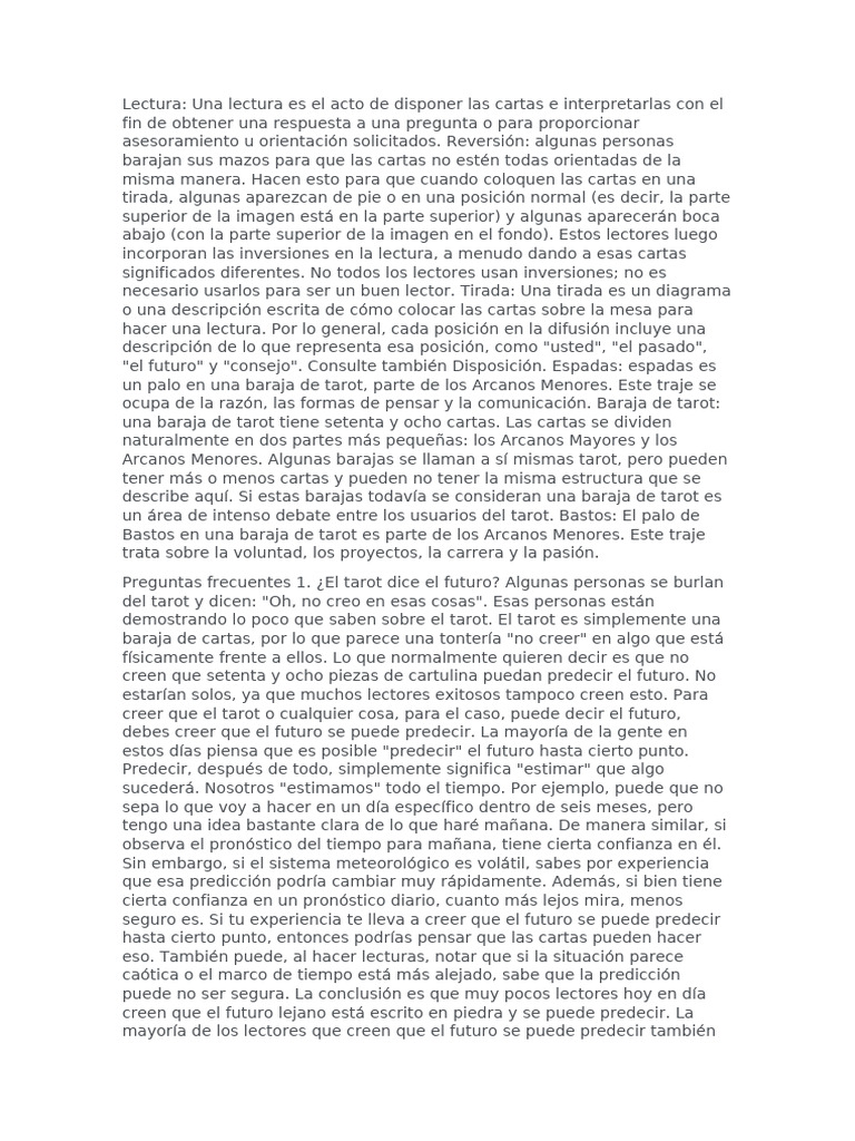 Introducción al Tarot y sus Lecturas | PDF | Tarot | Jugando a las cartas