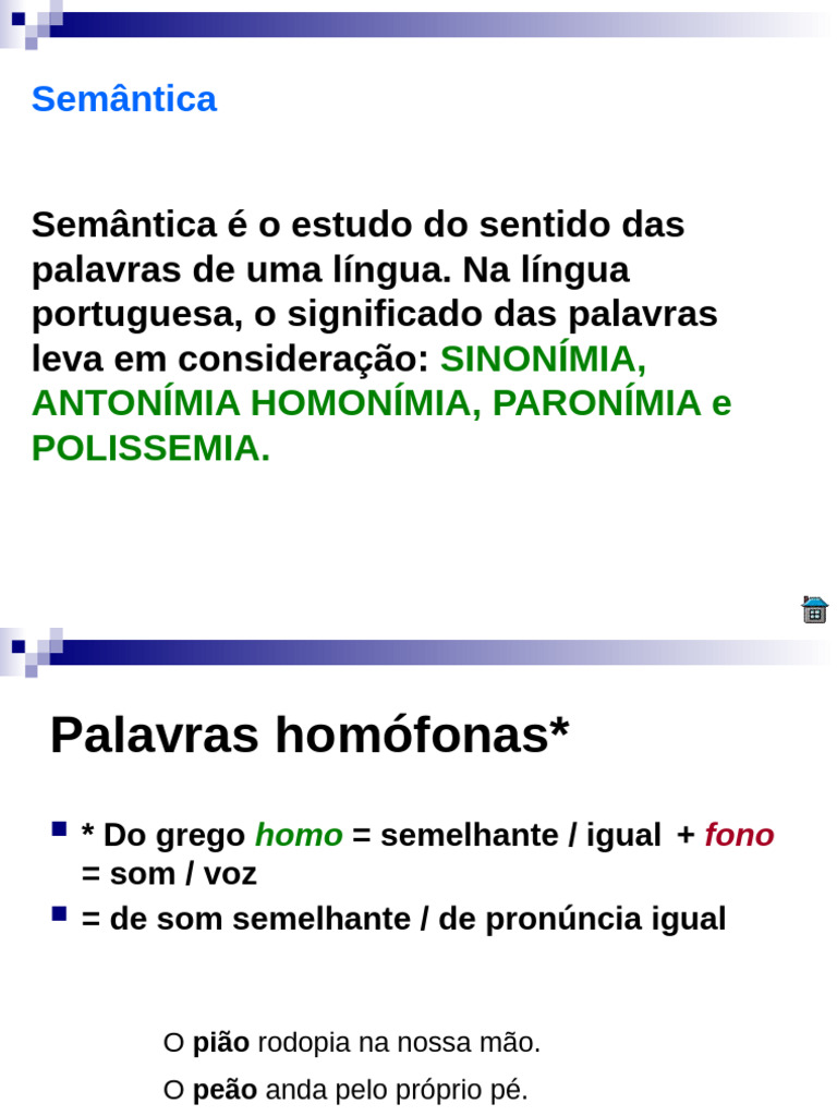 Semântica: Homônimos, Homógrafos e Sinônimos | PDF