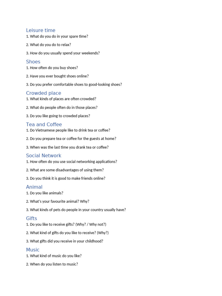 Engaging Questions for Conversations | PDF