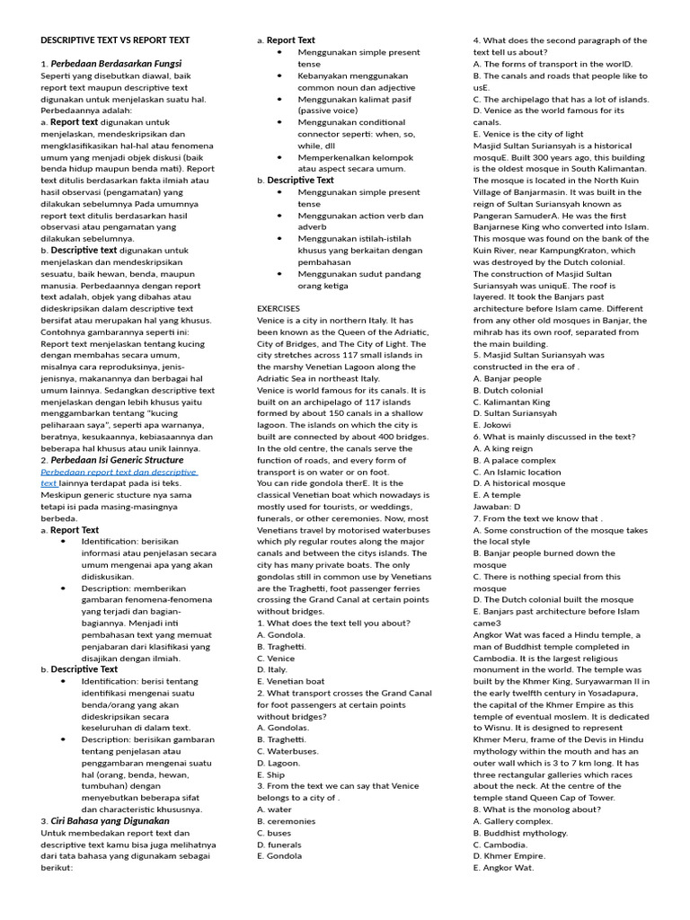 DESCRIPTIVE TEXT VS REPORT TEXT | PDF | Komodo Dragon | Elephant