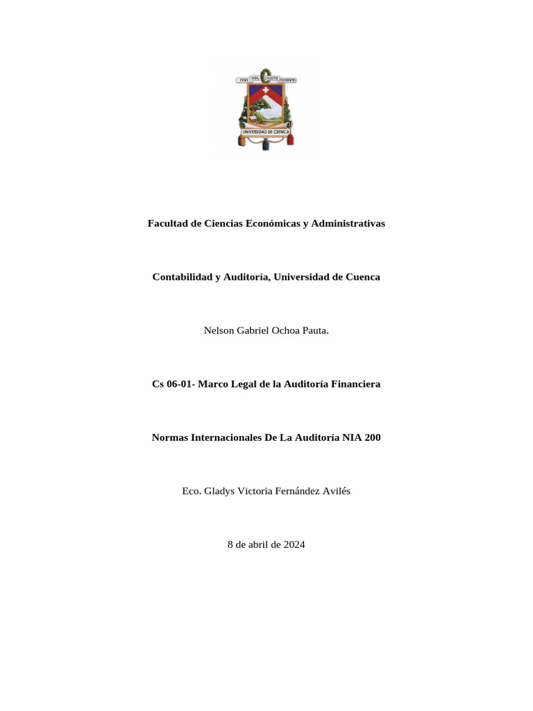 NIA 200: Normas de Auditoría 2024 | PDF | Auditoría | Contralor