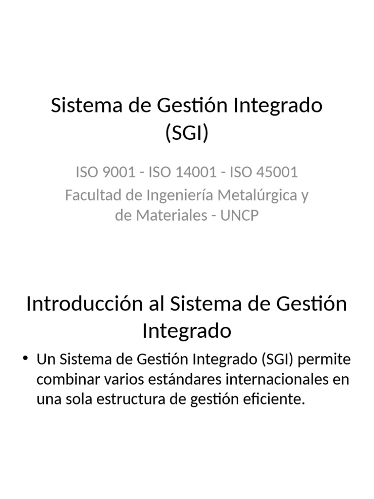 Sistema de Gestión Integrado SGI ISO 9001 | PDF | Calidad (comercial ...