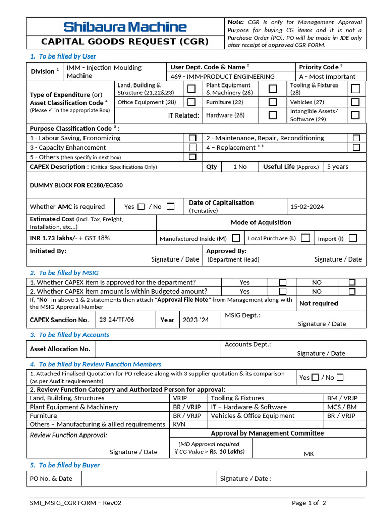 Capital Goods Request Process | PDF | Capital Expenditure