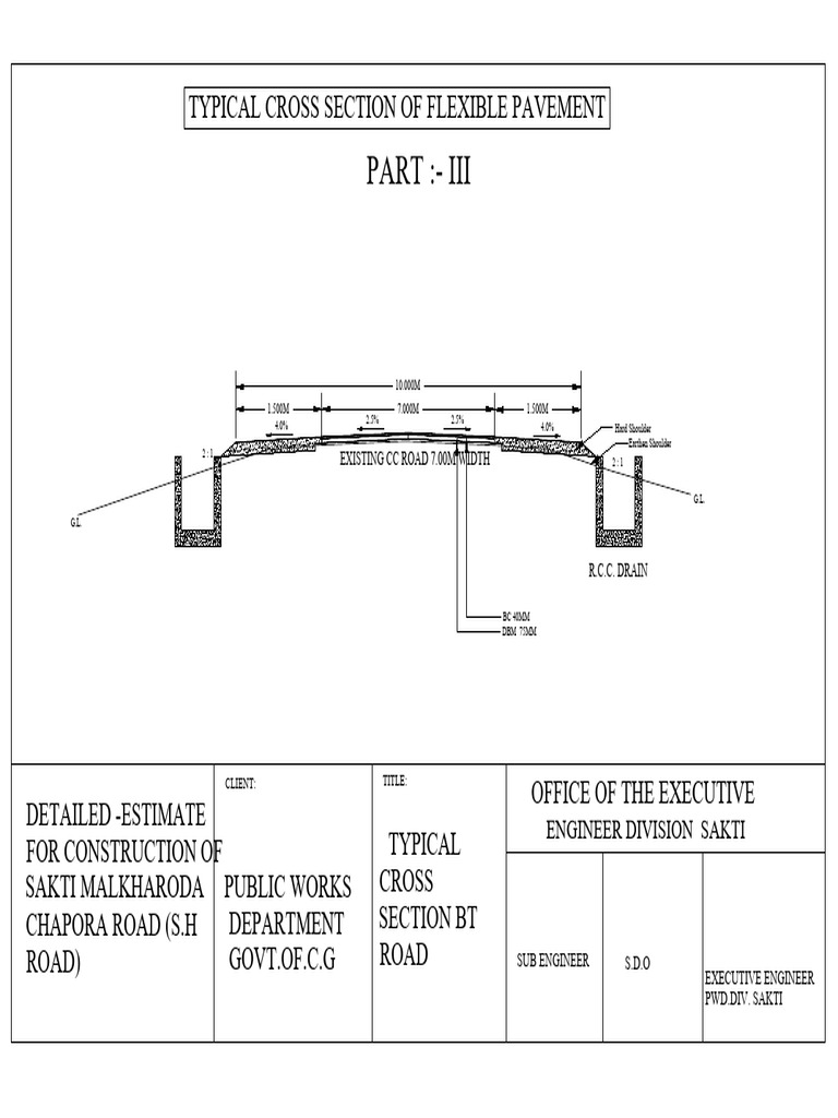 Typical Cross Section of Flexible Pavement | PDF
