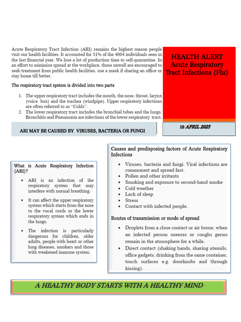 Health Alert Prevention of Acute Respiratory Infection | PDF ...