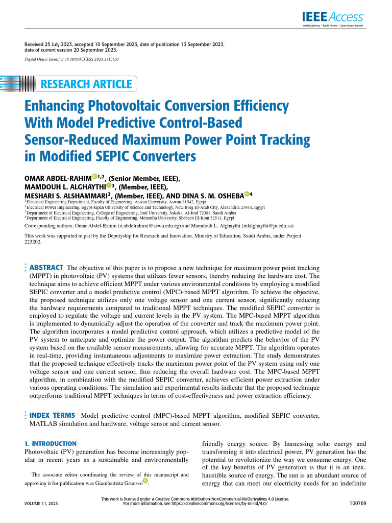 Enhancing Photovoltaic Conversion Efficiency With Model Predictive ...