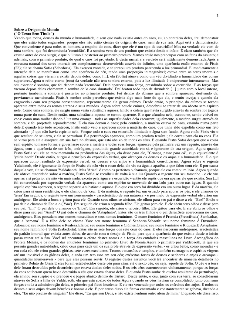A Origem do Caos e da Criação | PDF | Adão e Eva | Anjo