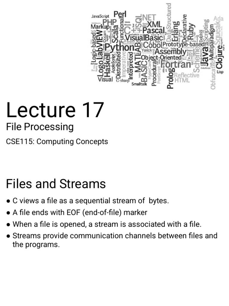 CSE115Lecture17FileProcessing_3044331 | PDF | Computer Data | Computing