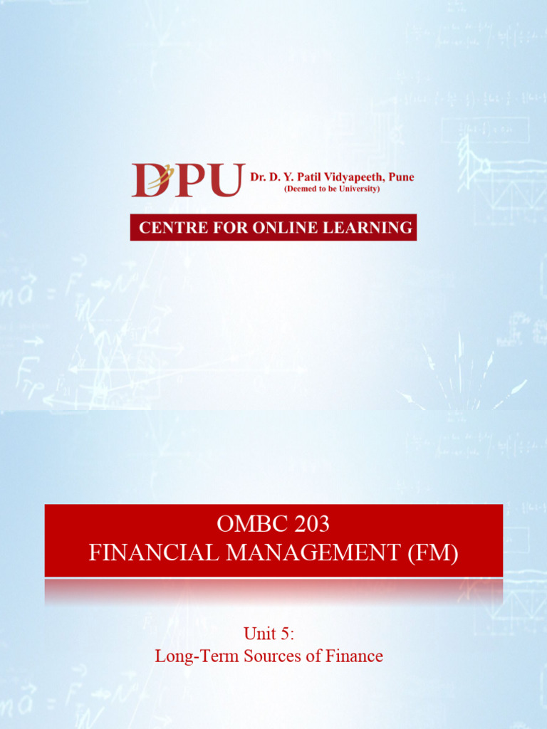 Long-Term Finance Sources Explained | PDF | Equity (Finance) | Dividend