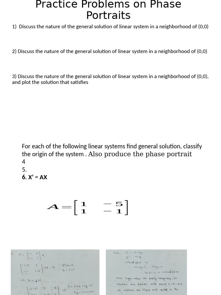 Practice Problems On Phase Portraits | PDF