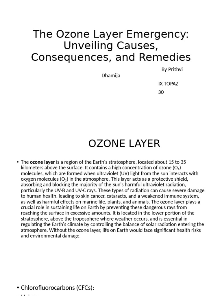 The Ozone Layer Emergency | PDF