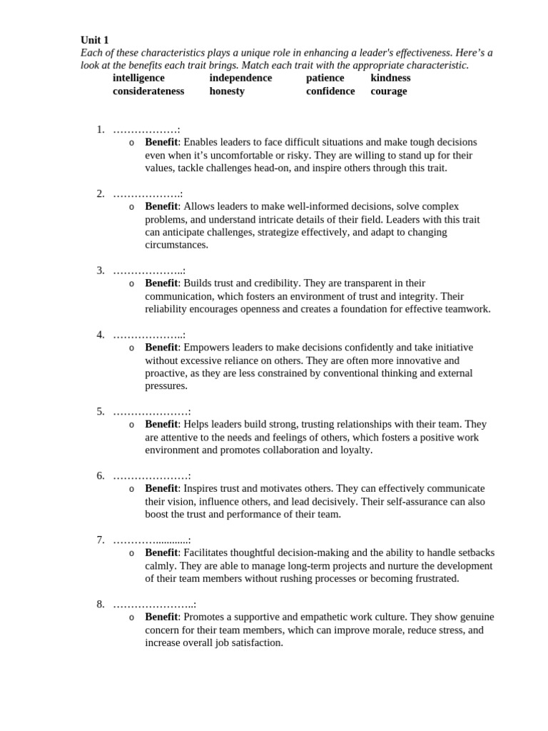 Key Traits for Effective Leadership | PDF | Organizational Behavior ...