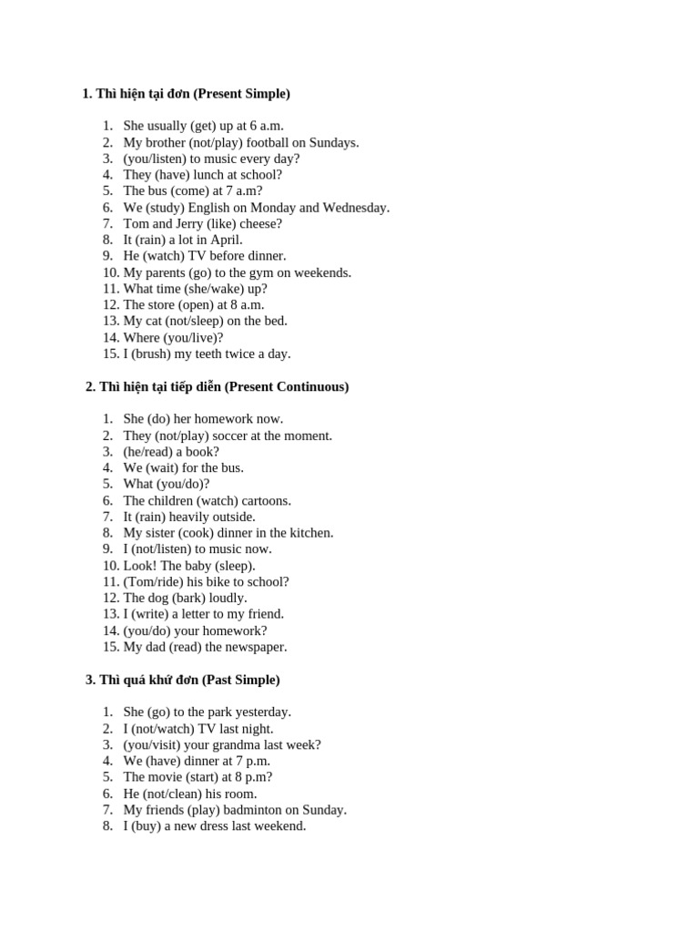 English Tenses Practice Exercises | PDF