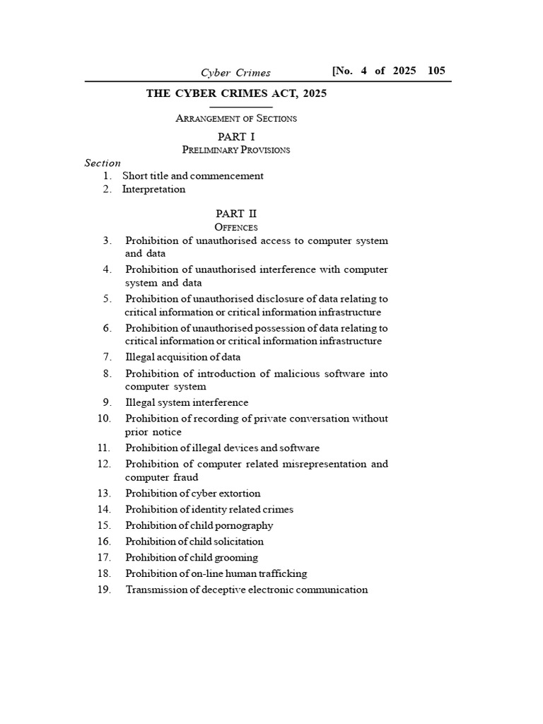 Zambia Cyber Crimes Act 2025 Overview | PDF | Computer Security | Security