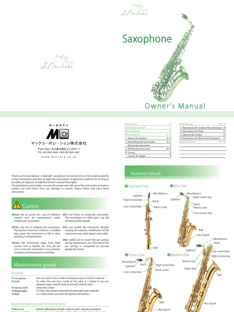 Saxophone Manual Saxophone Musical Instruments Free 30day Trial Scribd