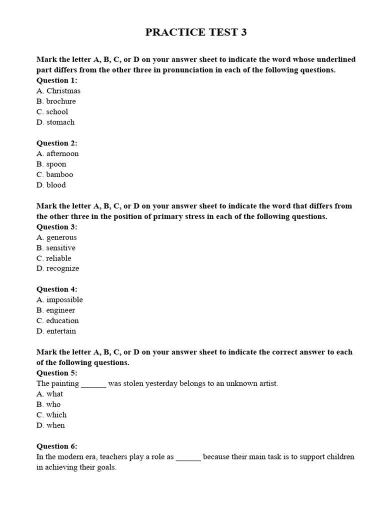 Talc Sheet Pronunciation Practice Test | PDF | Educational Technology