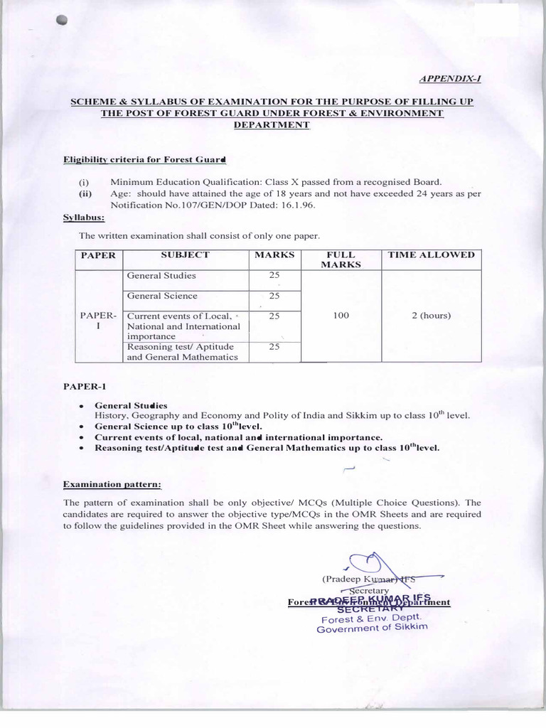 Forest Guard Exam Syllabus 2025 | PDF | Standardized Tests | Student ...