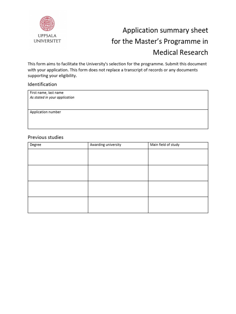 Master's Application for Medical Research | PDF | Academic Degree ...