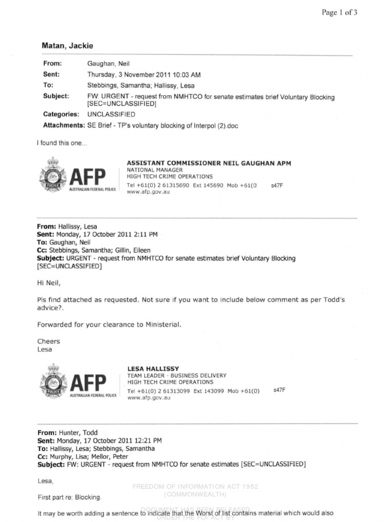 AFP FOI Act 1982 Document Release | PDF | Social Institutions | Social ...