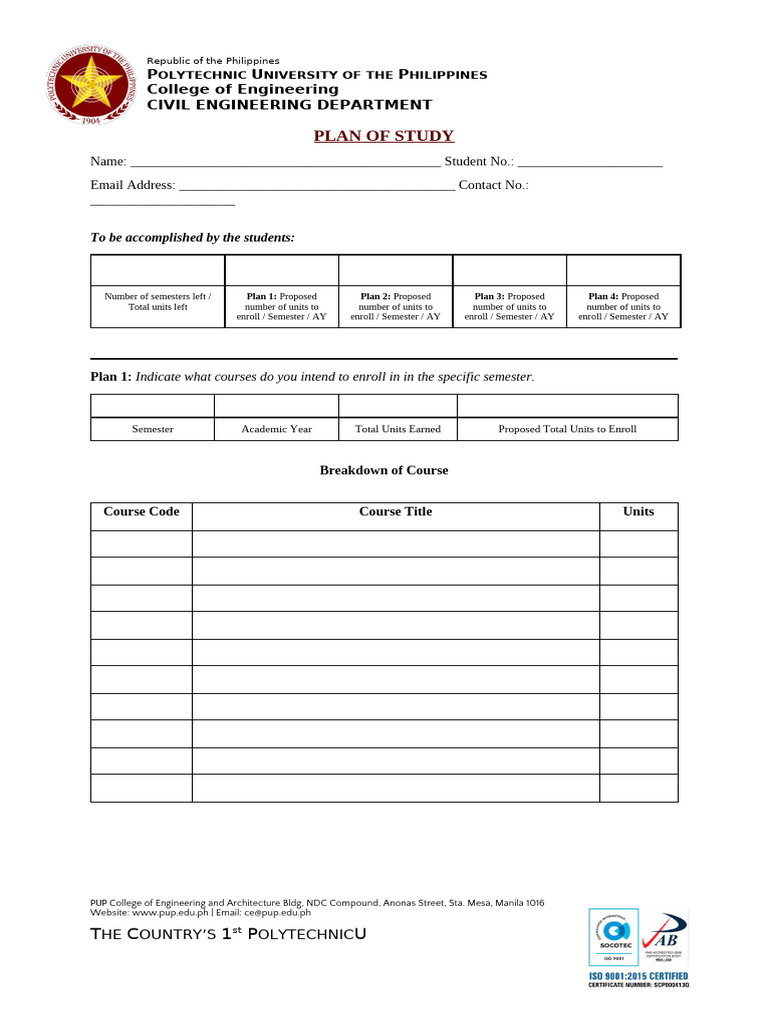2 Ce Plan of Study Template | PDF | Science Education | Science