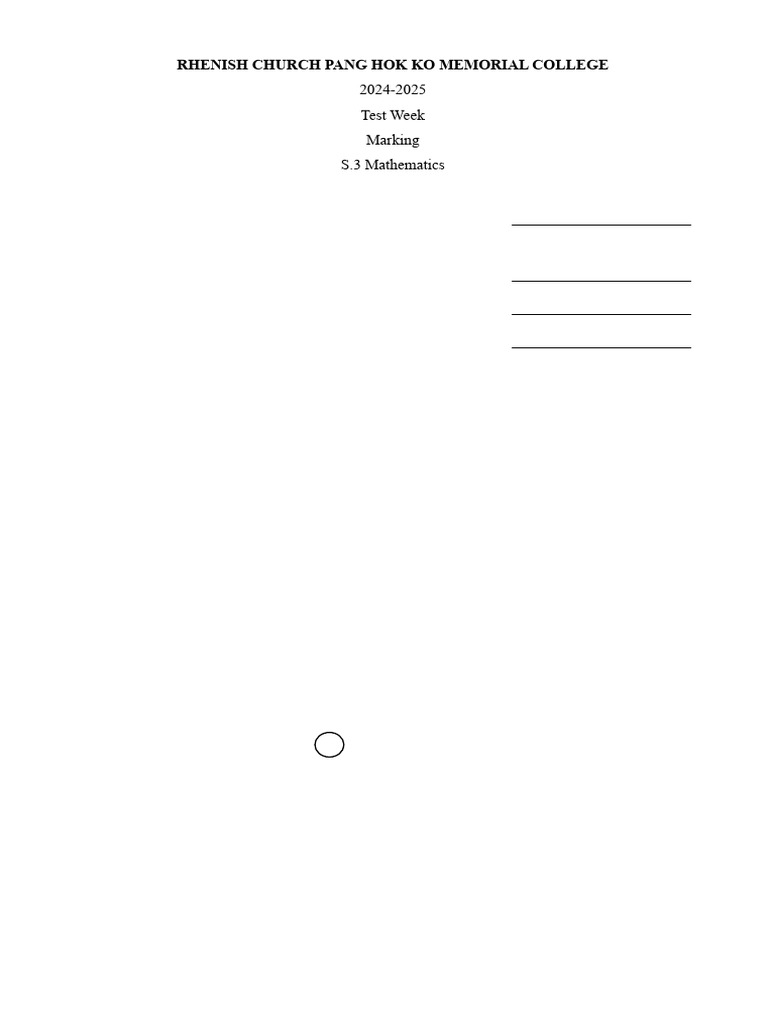 2425 S3 Maths Test Week Marking Pdf Area Sphere