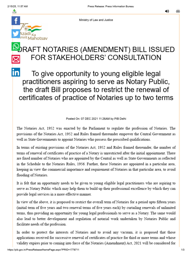 Draft Notaries Bill for Stakeholder Input | PDF | Notary Public ...