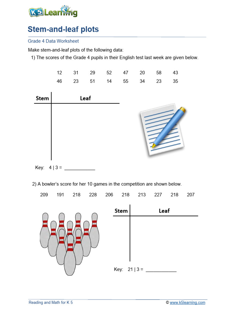 Grade 4 Stem-and-Leaf Plot Worksheet | PDF