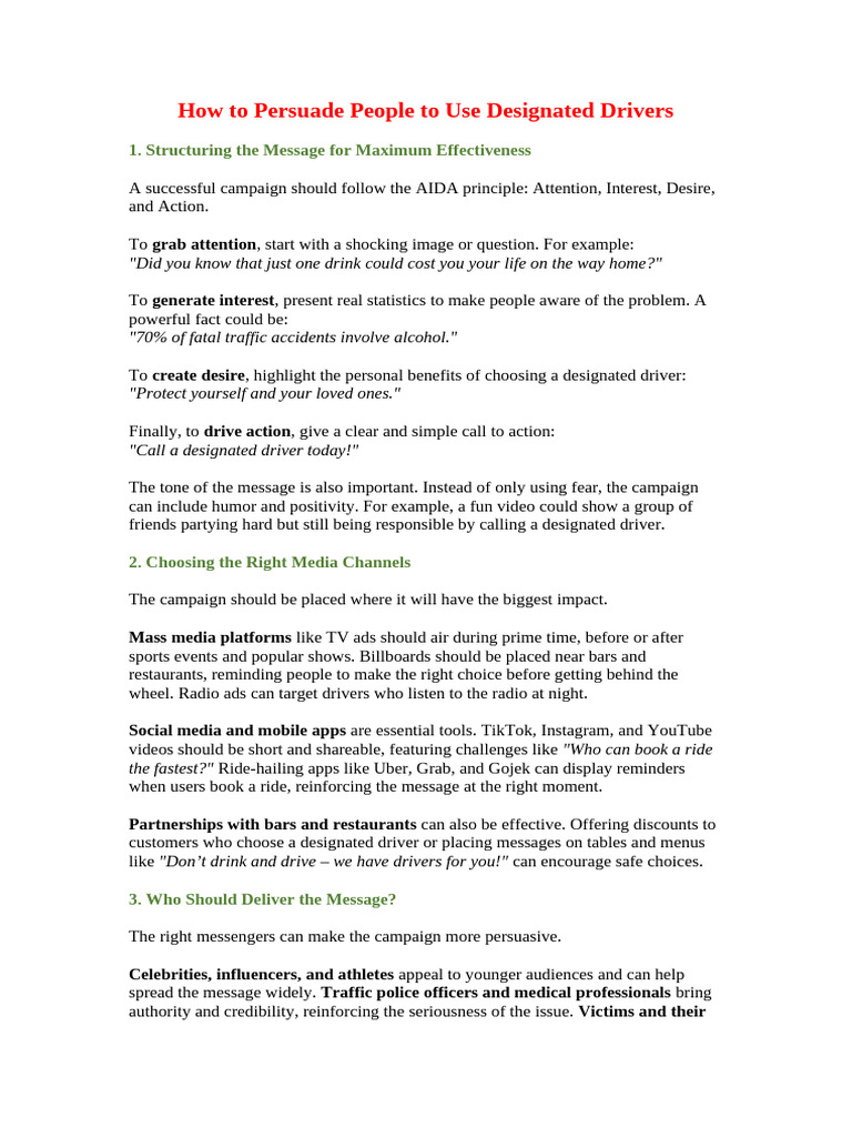 Persuasive Campaign for Designated Drivers | PDF | Advertising | Mass Media