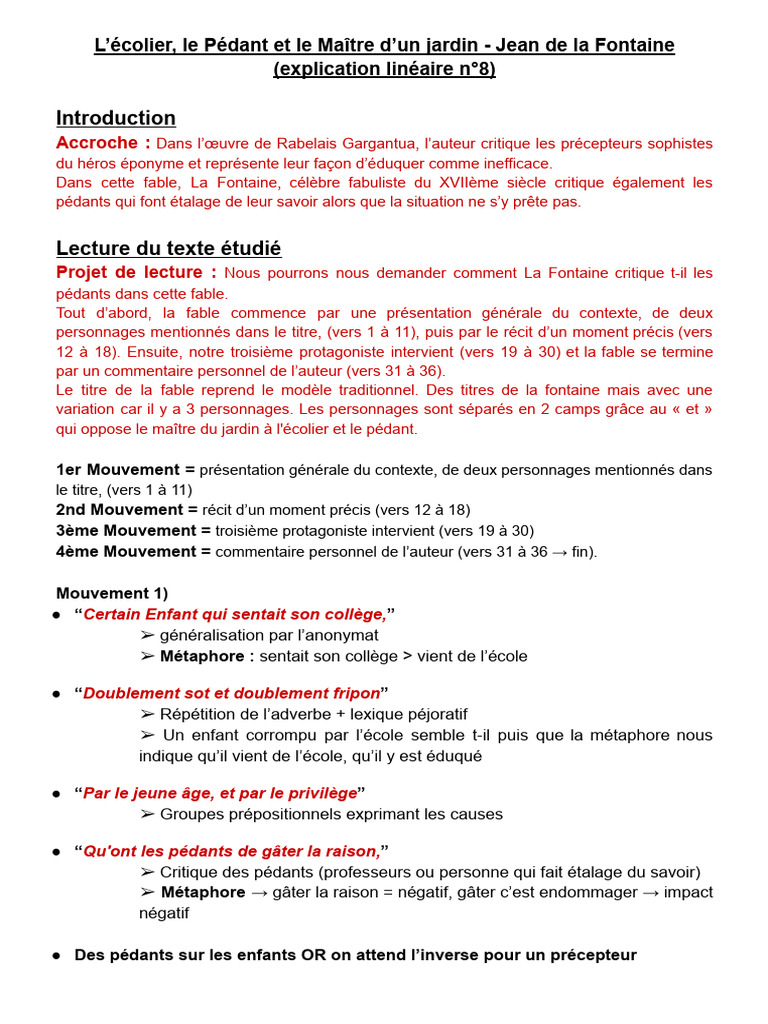 Critique des pédants chez La Fontaine | PDF | Fable