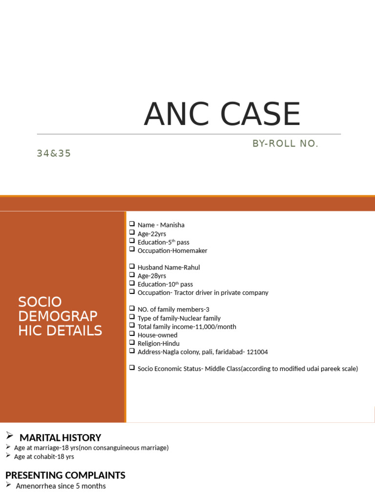 ANC Case Study: Manisha's Pregnancy Details | PDF | Pregnancy | Medical ...