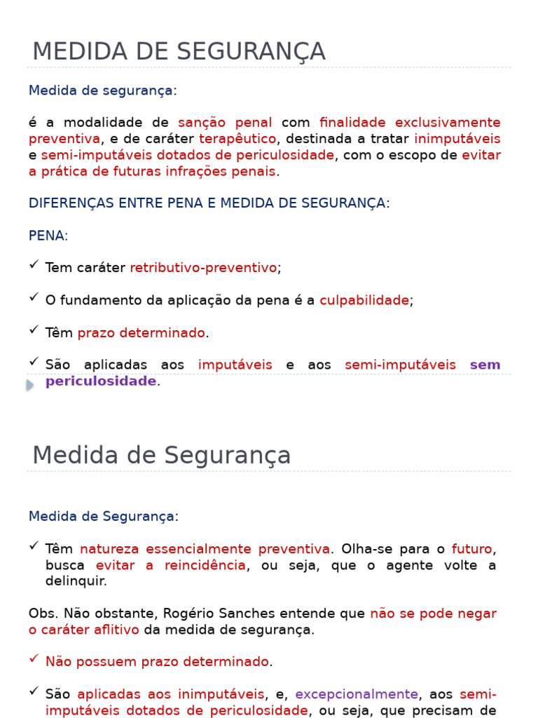 Medida de Segurança: Conceitos e Tipos | PDF | Sentença (jurídico ...