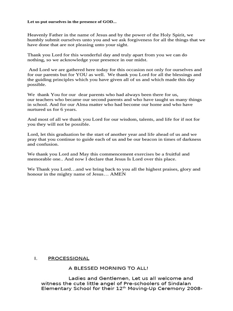Graduation Ceremony Program 2008-2009 | PDF | Prayer | God The Father