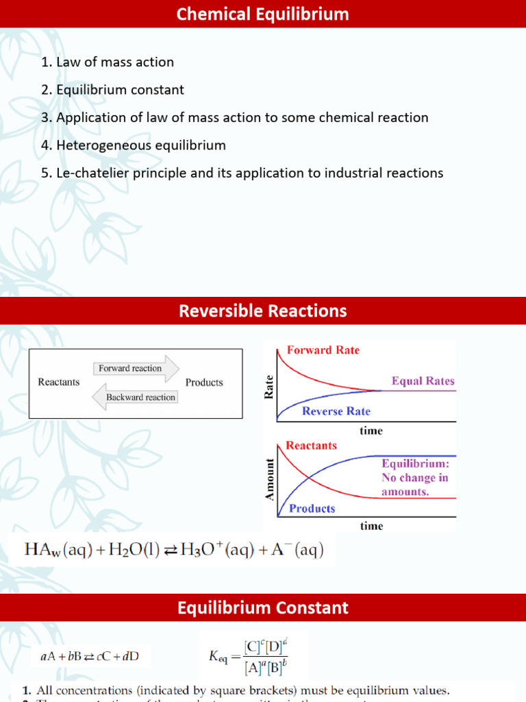 Chemical Equilibrium Concepts Explained | PDF