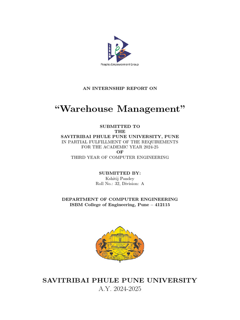 Warehouse Management Internship Report | PDF | Warehouse | Logistics