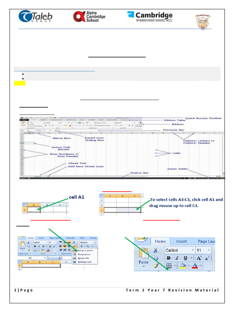 Ict-2425-T2-Y7-Study Material | PDF | Spreadsheet | Formula
