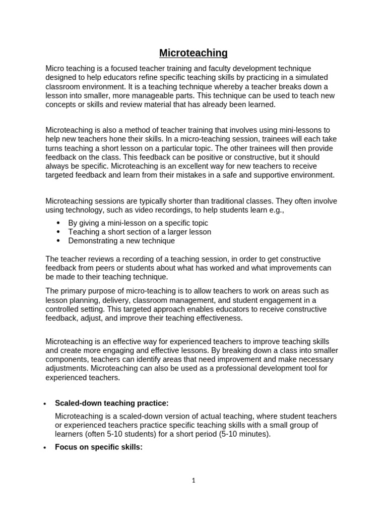 S_Microteaching | PDF | Teachers | Teaching Method