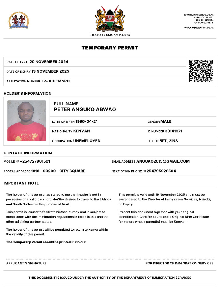 TP-JDUEMNRD-Temporary PERMIT | PDF