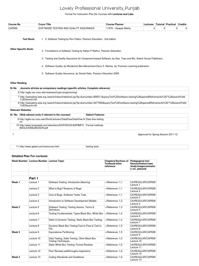 Software Testing Course Overview at LPU | PDF | Software Testing | Software