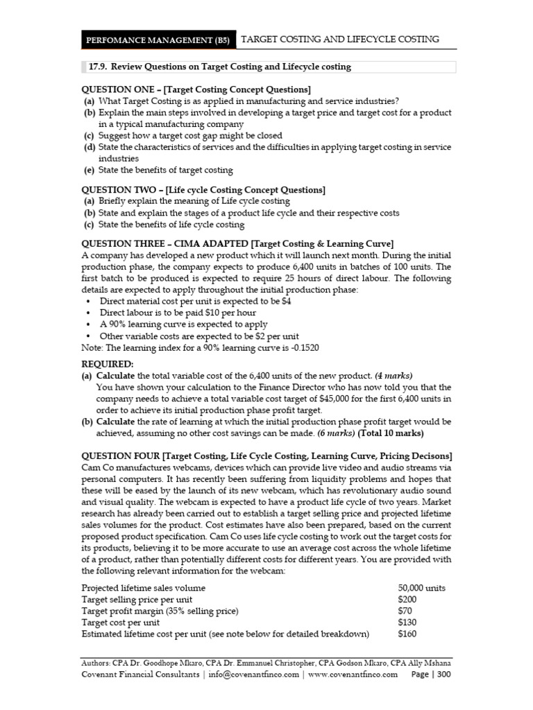 Target vs. Life Cycle Costing Explained | PDF | Product Lifecycle ...