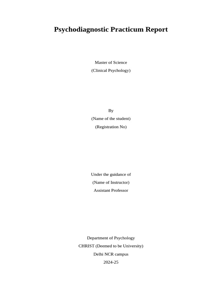 Psychodiagnostic Practicum Report- template | PDF | Behavioural ...