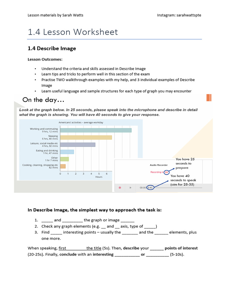 Lesson+1 4+Worksheet+-+Describe+Image+GRAPHS | PDF | Learning