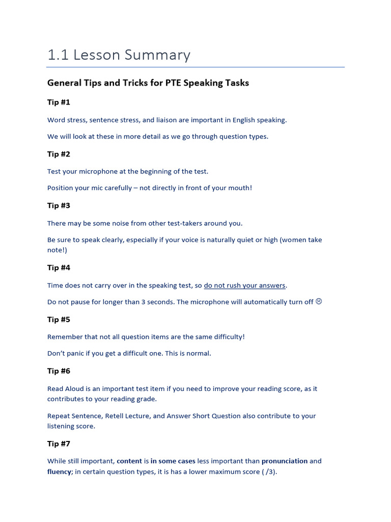 Lesson+1.1+Summary+-+Tips+and+Tricks | PDF