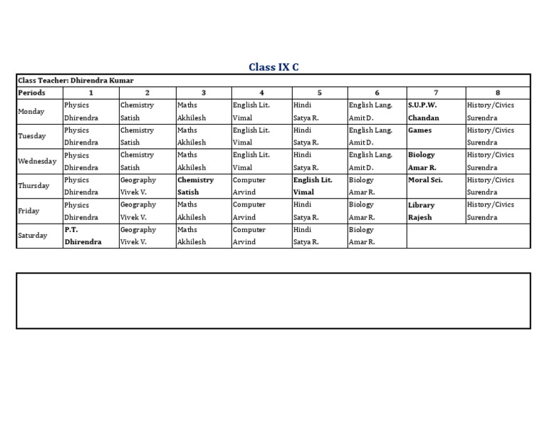Class 09 C - StudentsTimeTable 2025-26 | PDF